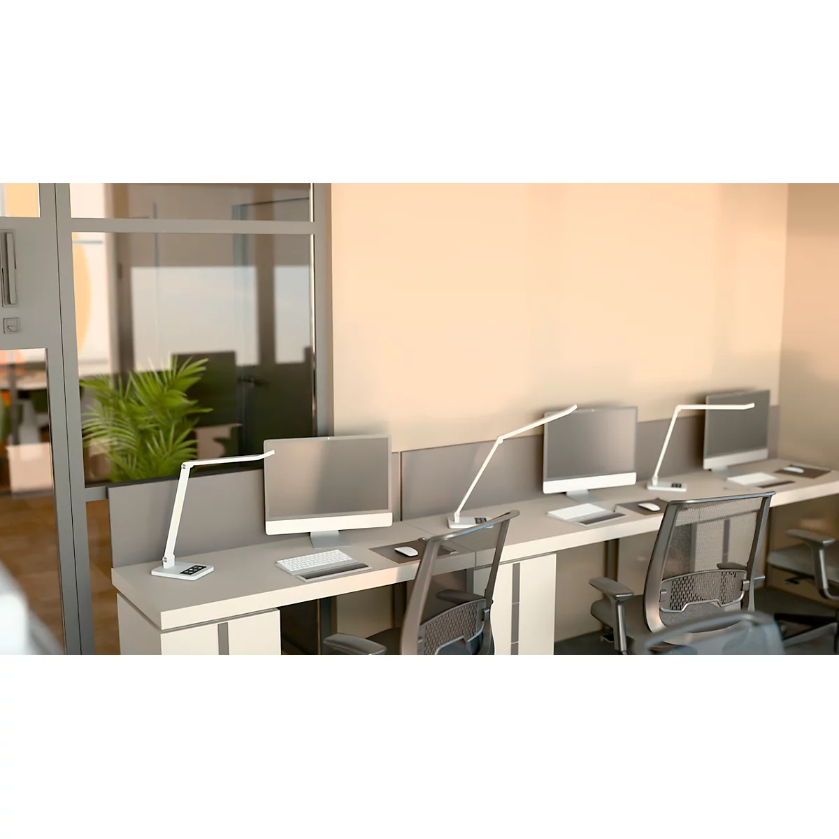Hansa Tide LED-Tischlampe, Farbtemperatur einstellbar, Memory-Funktion, metallicgrau/weiß