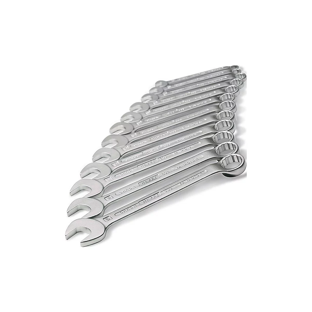 HAZET Combisleutelset 603/17N, 17-delig, AF 7-27 mm, verchroomd CV-staal, DIN 3113 Form B, ISO 3318/7738