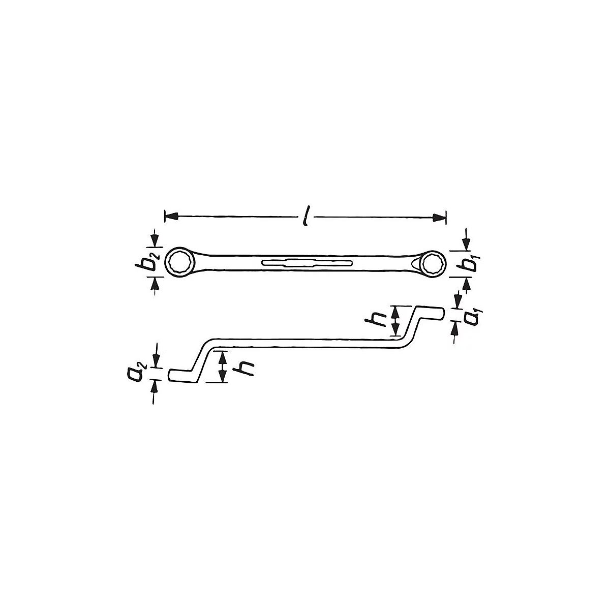 HAZET Doppelringschlüssel 630, SW 21x23 mm, L 315 mm, tief gekröpft, DIN 838/ISO 10104, CV-Stahl, verchromt