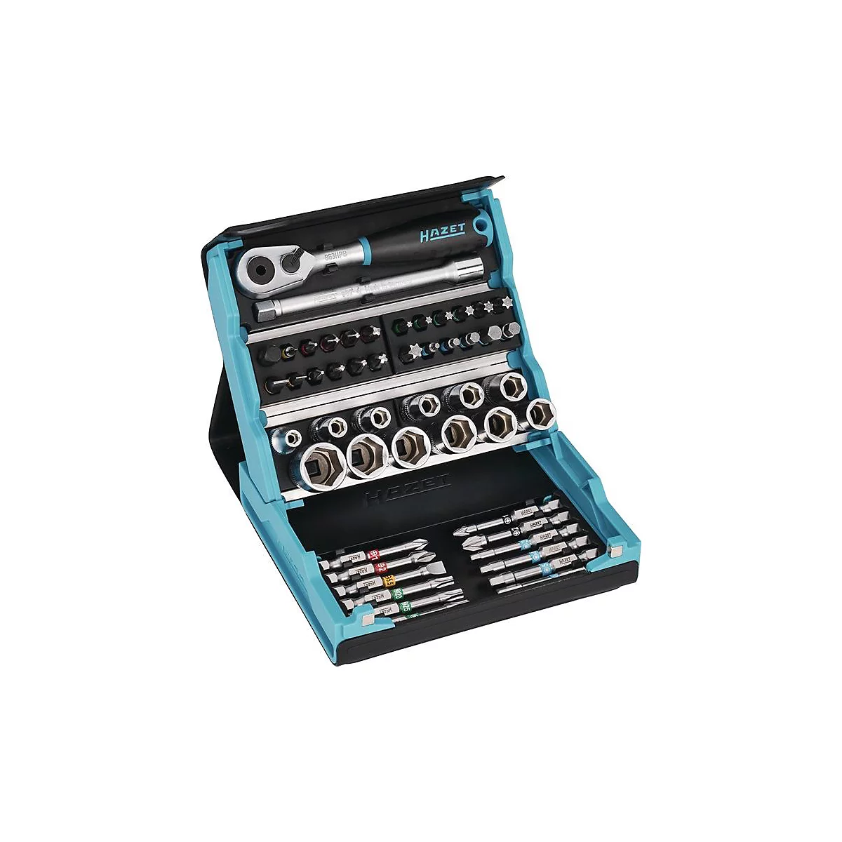 HAZET doppen- en bit-assortiment, 50-delig, 6Ct./gleuf/PH/PZ/TX, kleurgecodeerd, 1/4' aandrijving, SmartCase