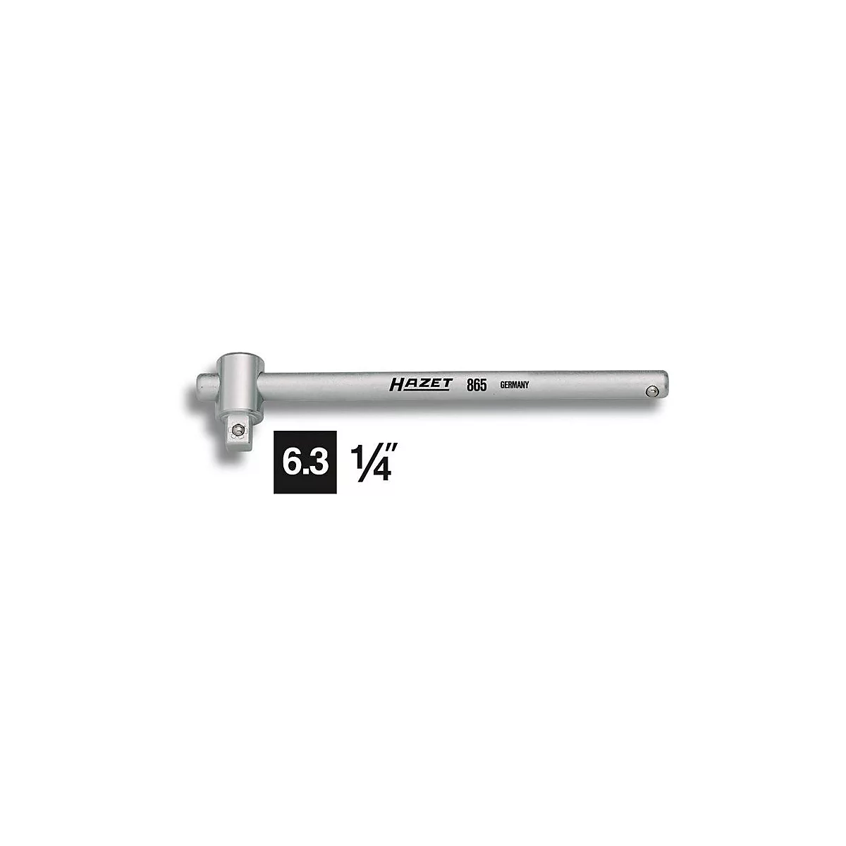 HAZET Quergriff mit Gleitstück 865, 1/4 Zoll, CV-Stahl, L 115 mm, verchromt poliert, DIN 3122, ISO 3315