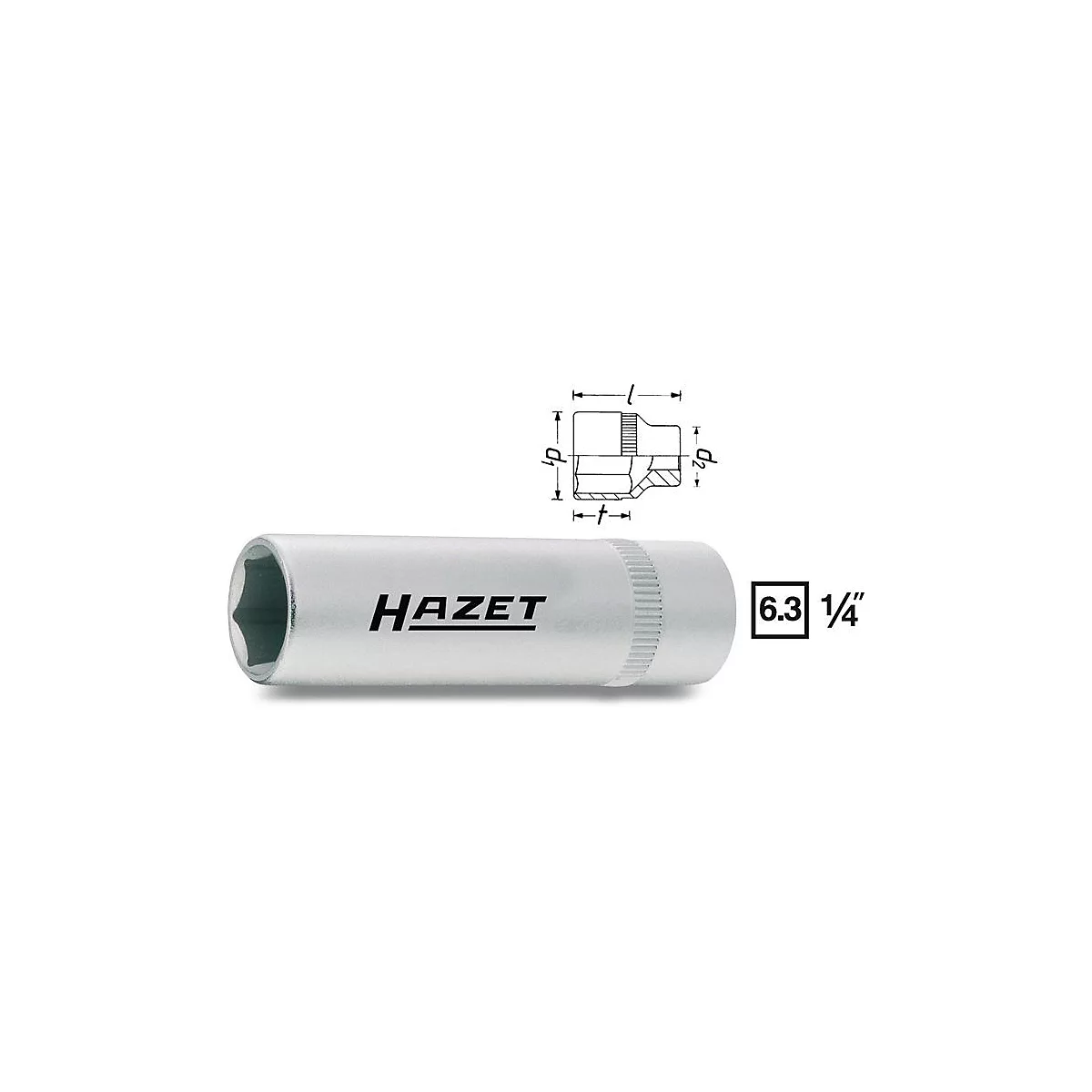HAZET Steckschlüsseleinsatz 850LG-5.5, 1/4 Zoll, SW 5,5 mm, L 50 mm, CV-Stahl, verchromt, DIN 3124/ISO 2725-1