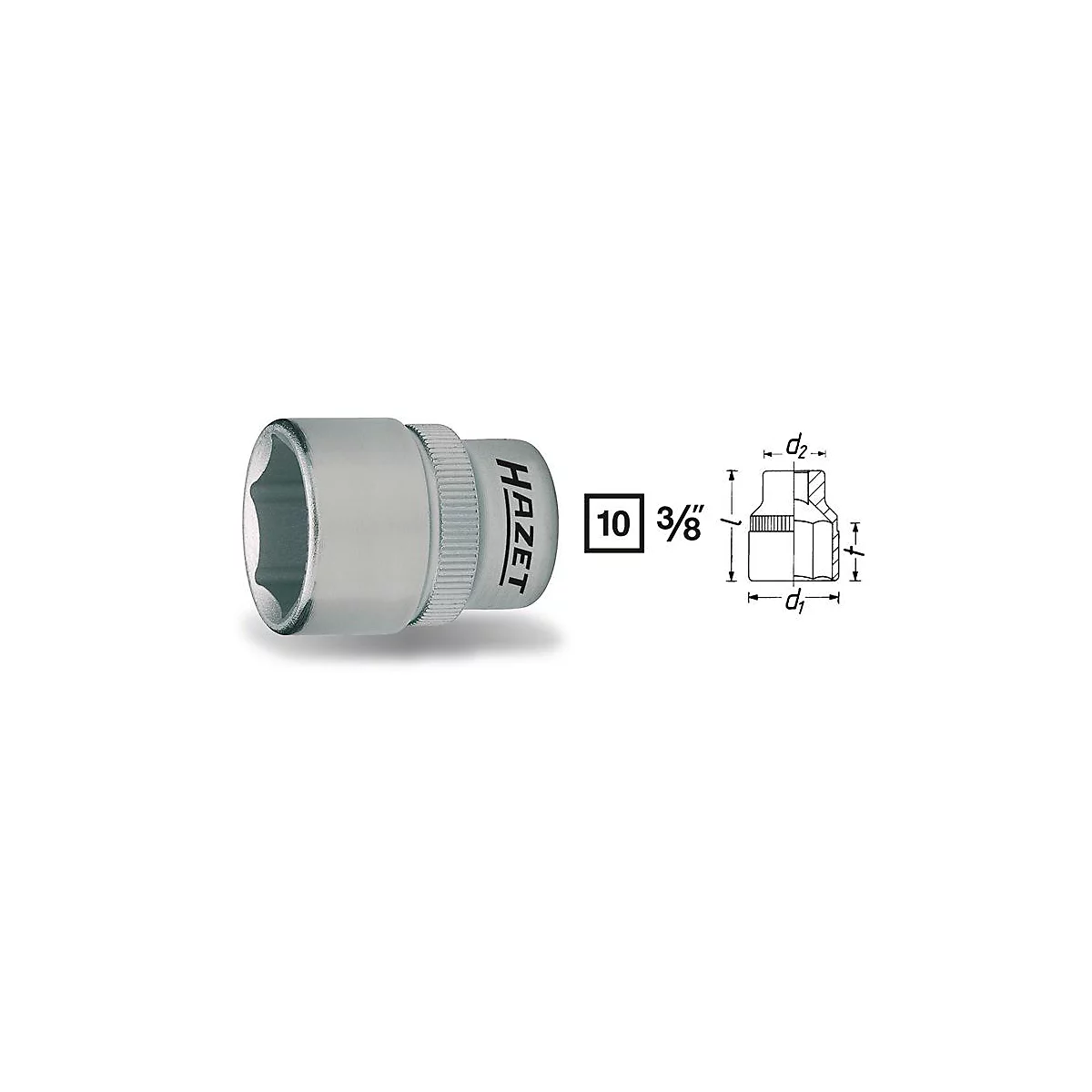 HAZET Steckschlüsseleinsatz 880-12, 3/8 Zoll Vierkantantrieb, 6-kant, SW 12 mm, L 27 mm, CV-Stahl verchromt