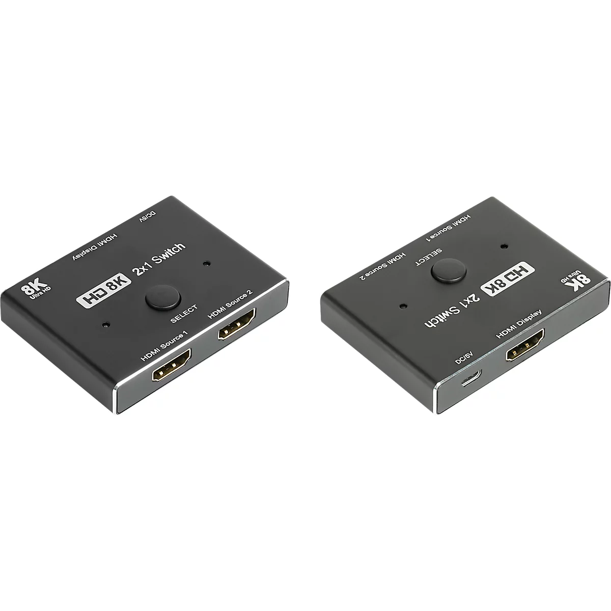 HDMI 2.1 splitter Goede verbindingen, 2-weg, richtingsgevoelig, tot 8K, incl. USB-kabel, zwart