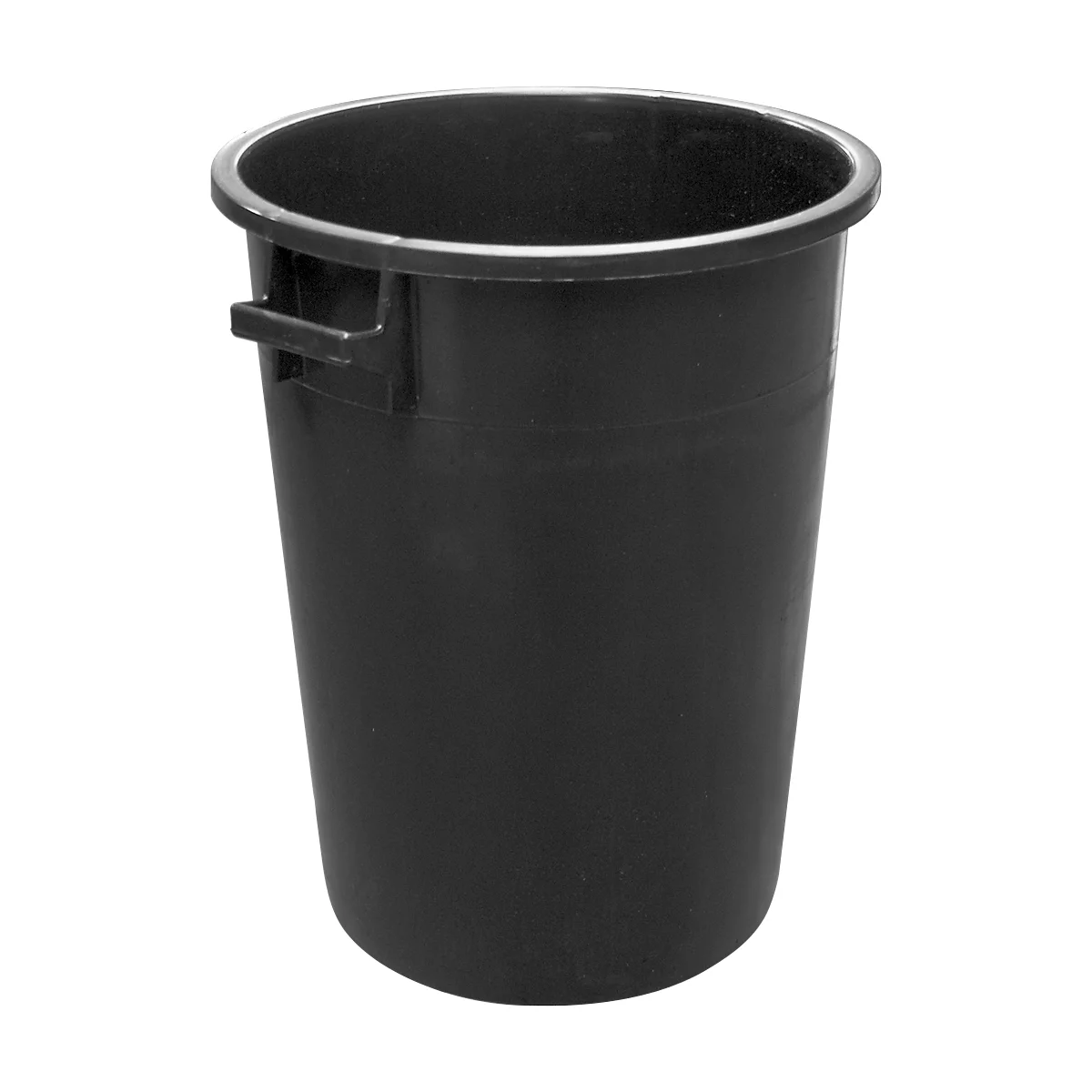 Black trash can with handles.