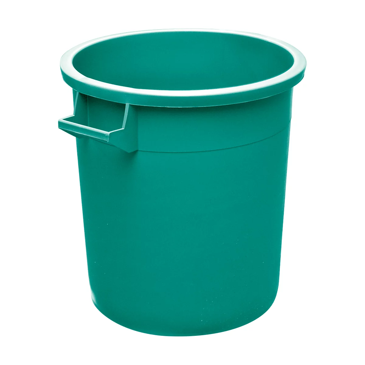 Green bucket with handles and a white rim.