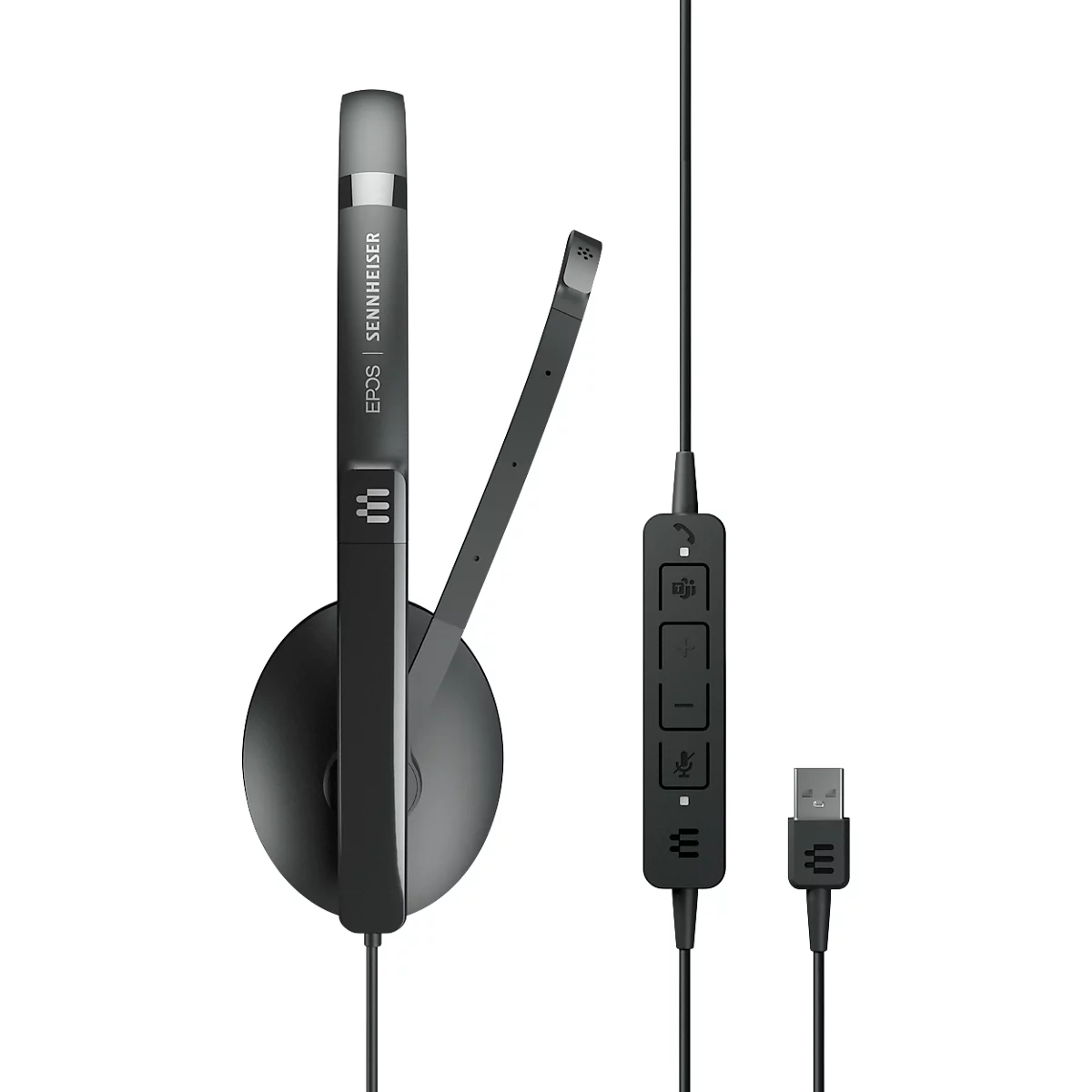 Headset EPOS|Sennheiser ADAPT 130T USB II, einseitig, USB-A, UC-optimiert & zertifiziert für Microsoft Teams, 3,5 mm Klinkenstecker, Ohrpolster aus Kunstleder, schwarz