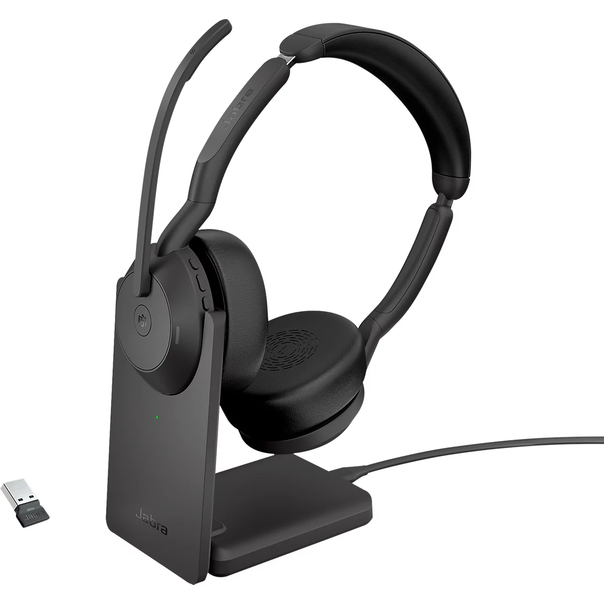 Headset Jabra Evolve2 55, Ladestation, Reichweite bis 30 m, bis 10 h, MS-Teams optimiert, Stereo, schwarz