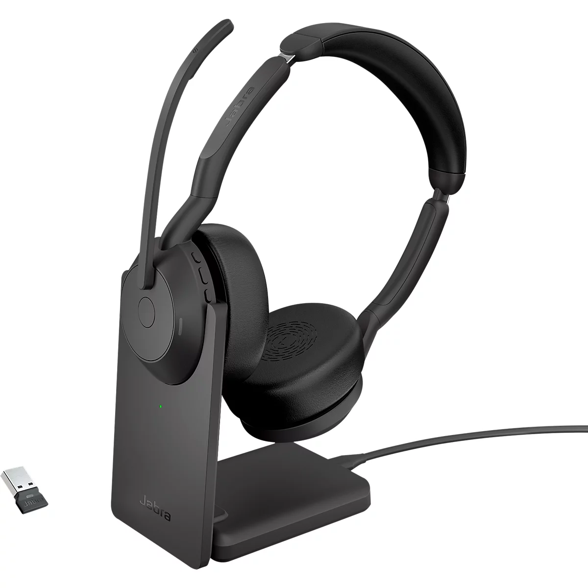 Headset Jabra Evolve2 55, Ladestation, Reichweite bis 30 m, bis 10 h, MS-Teams optimiert, Stereo, schwarz