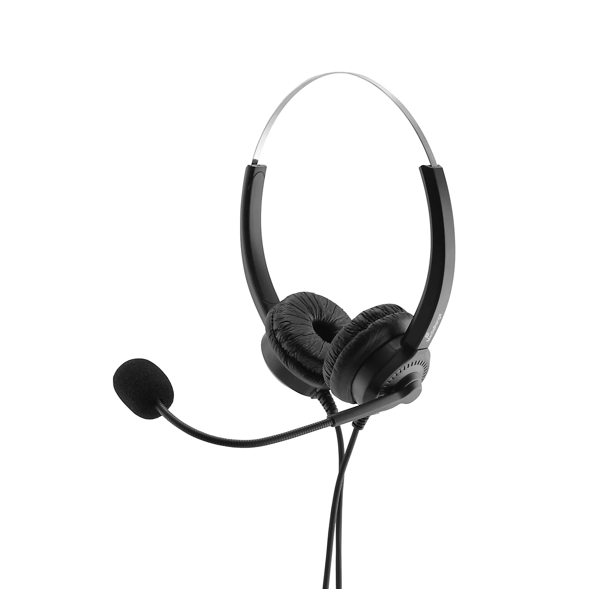 Headset MediaRange MROS304, kabelgebunden, binaural, USB, Lautstärkeregler, Mikrofon mit Rauschfilter, schwarz-silber