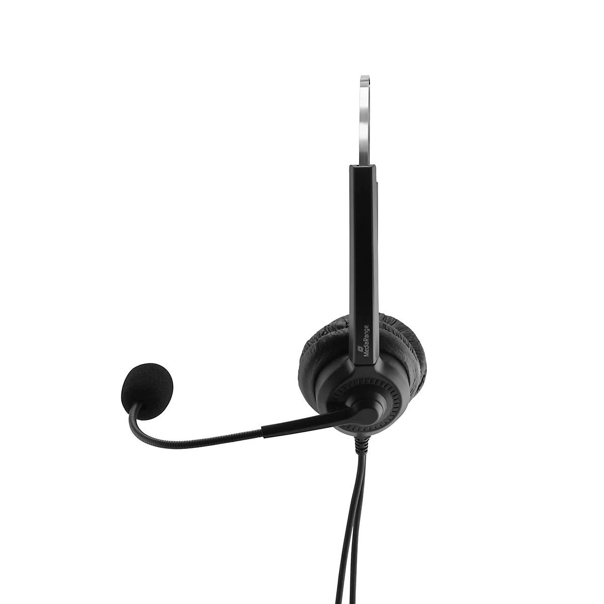 Headset MediaRange MROS304, kabelgebunden, binaural, USB, Lautstärkeregler, Mikrofon mit Rauschfilter, schwarz-silber