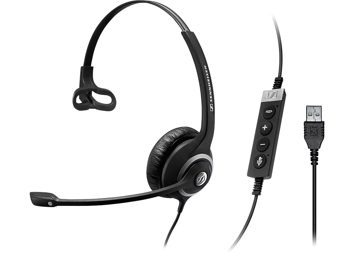 Headset Sennheiser SC 230 USB MS II, kabelaansluiting/monogeluid, Skype-gecertificeerd, koptelefoon verstelbaar