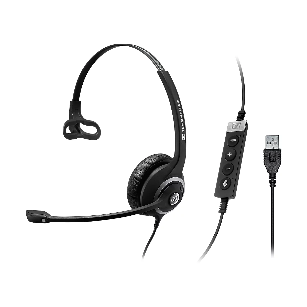 Headset Sennheiser SC 230 USB MS II, kabelgebunden/monaural, Skype-zertifiziert, Kopfbügel verstellbar