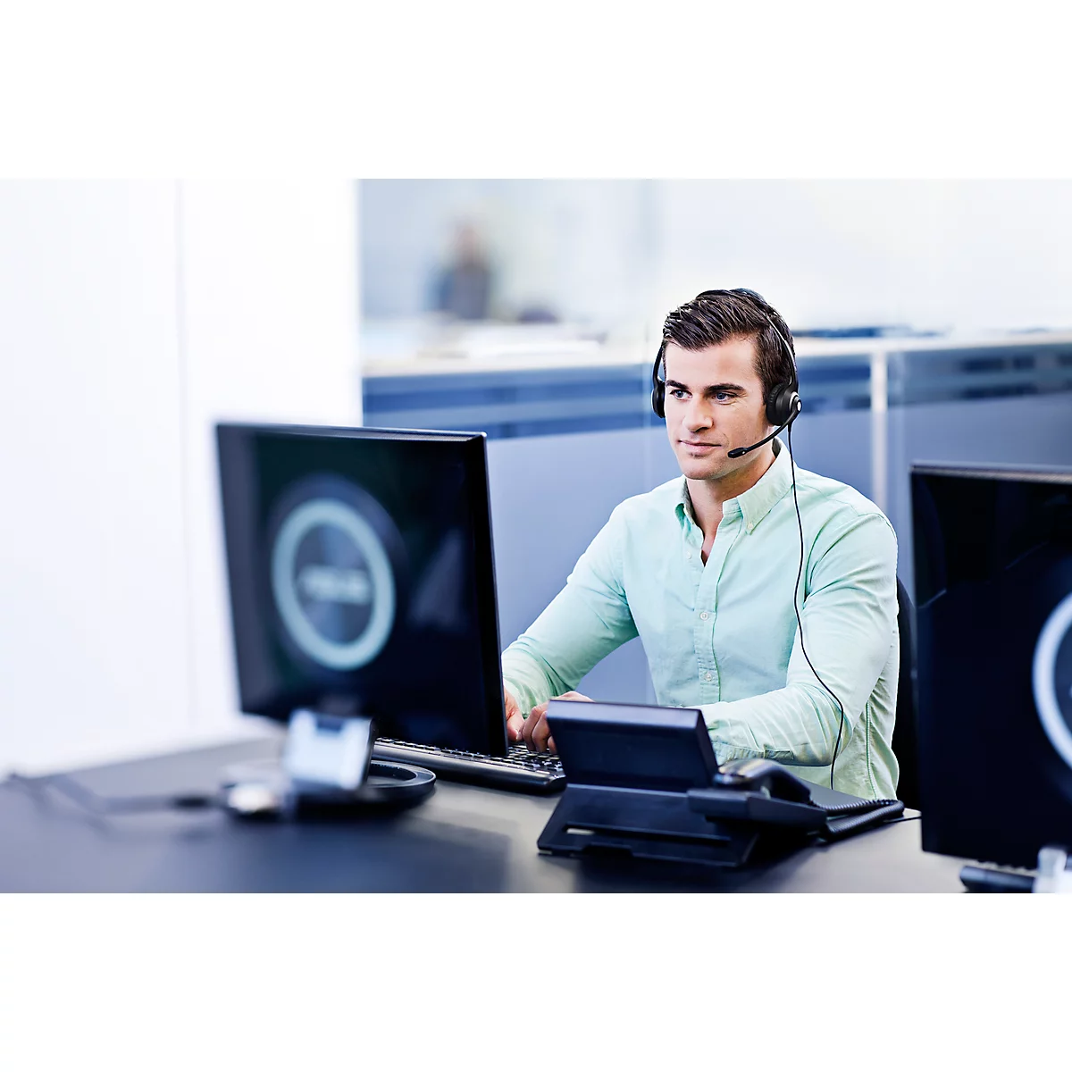 Headset Sennheiser SC 260 USB MS II, kabelaansluiting, Skype-gecertificeerd, stereogeluid, beugel instelbaar