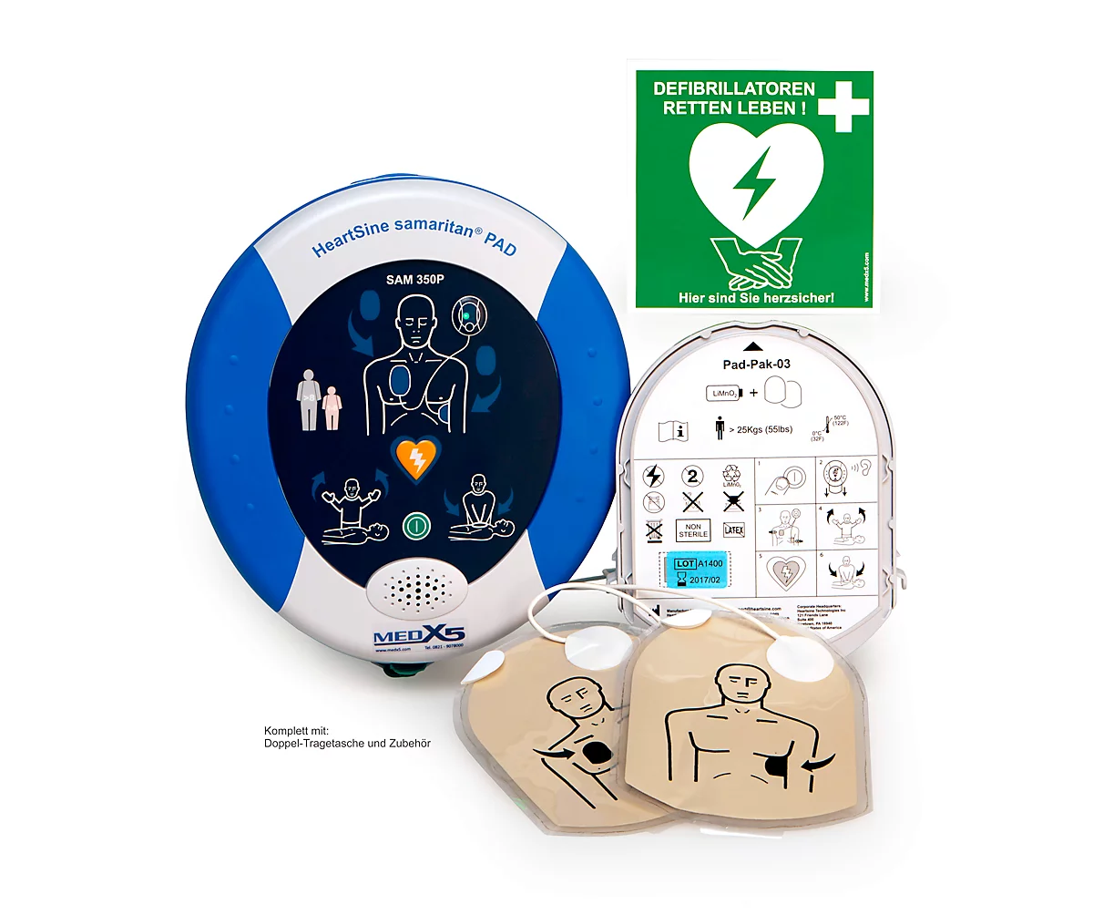 HeartSine Defibrillator SAM 350P, AED, 8 Jahre Garantie, 4 Jahre Versicherungsschutz