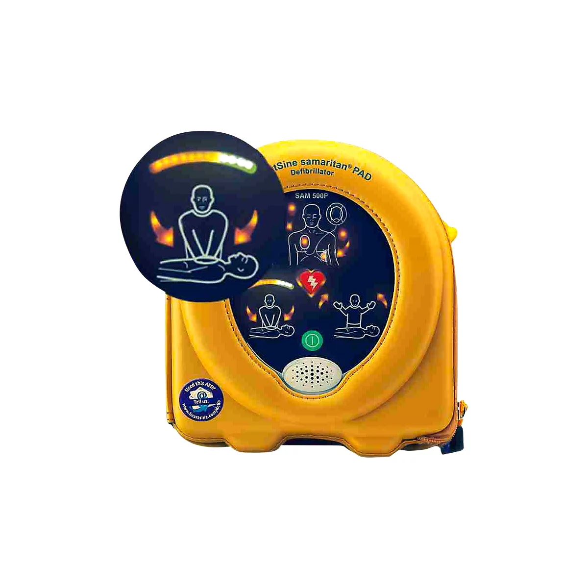 HeartSine SAM500P Reanimatiedefibrillator, AED, voor leken en eerstehulpverleners, met handmatige schokvrijgave, 4 jaar allrisk aanvullende verzekering