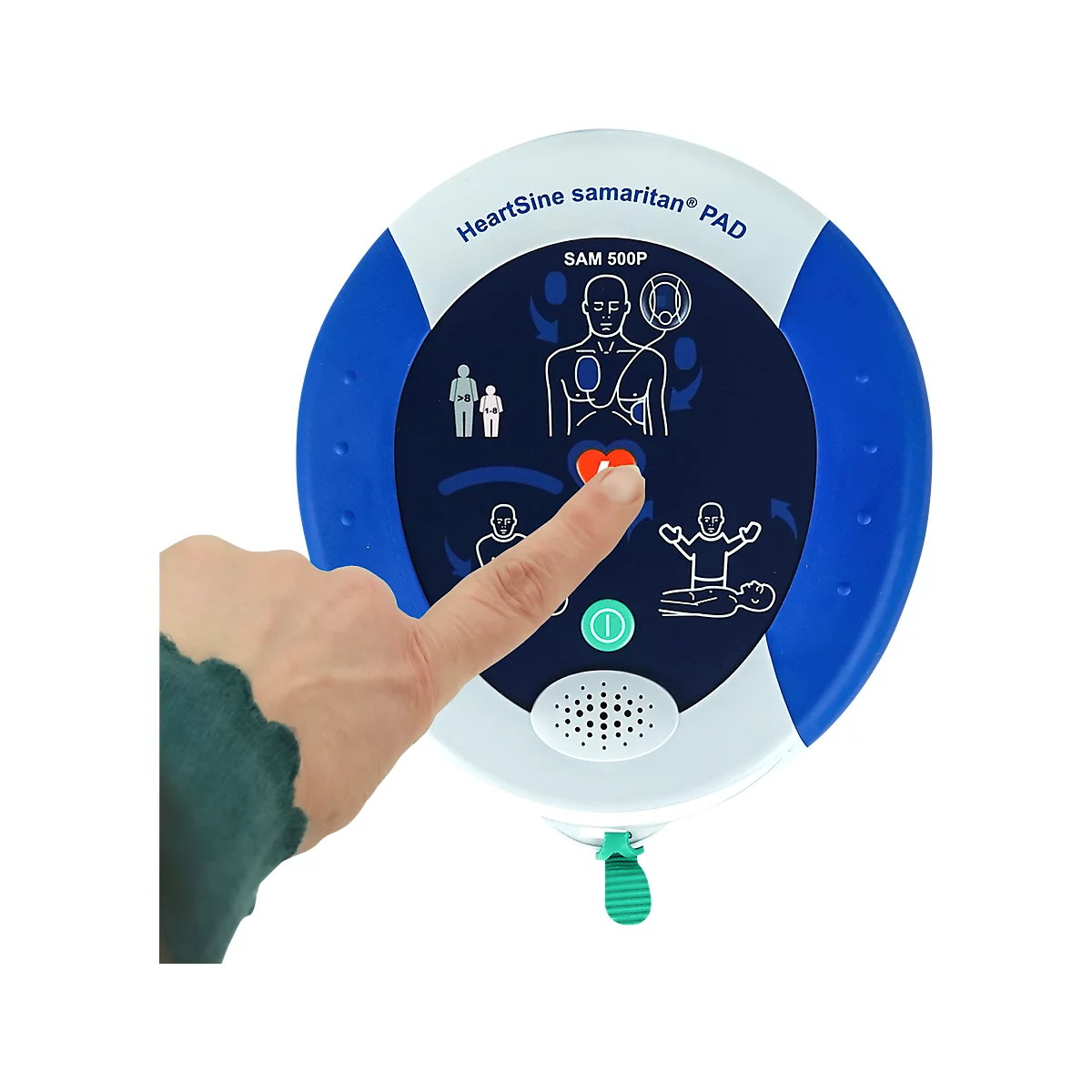 HeartSine SAM500P Reanimatiedefibrillator, AED, voor leken en eerstehulpverleners, met handmatige schokvrijgave, 4 jaar allrisk aanvullende verzekering