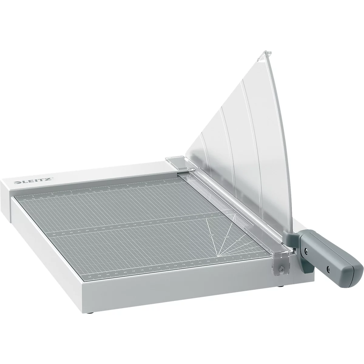 Hebelschneider Leitz Precision Home A4, bis A4, bis 8 Blatt, Papierklemme, Ableselineal, Klingenschutz, Edelstahl und Kunststoff