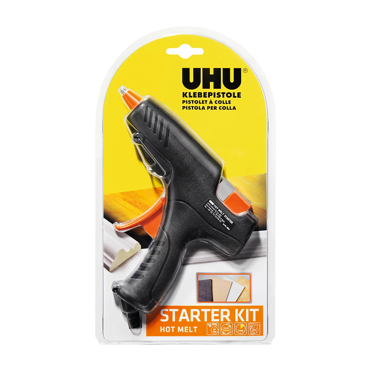 Heißklebepistole UHU Starter Kit Hot Melt, inkl. 6 Patronen, für alle Klebepatronen mit Ø 11 mm
