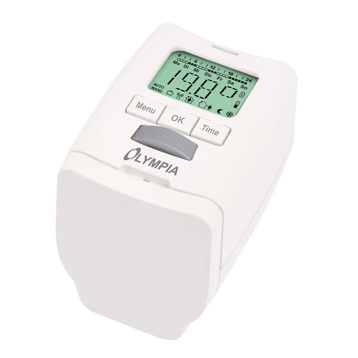 Heizkörperregler Olympia HAT 430-22, energiesparend, 4 Heiz- & Sparzeiten einstellbar, M30x1,5 Gewindeanschluss, inkl. RA-, RAV-, RAVL-Adapter