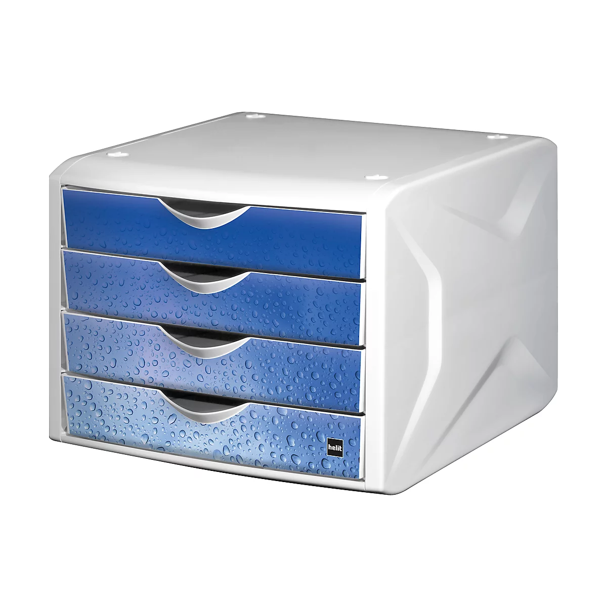 Helit ladeblok Cameleon, met 4 laden, blauw/waterdruppels
