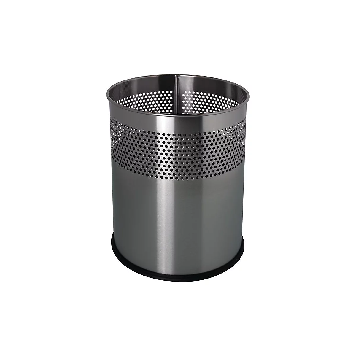 HELIT Papierkorb rund 15L, Edelstahl silber, H 321 x Ø 255 mm, luftdurchlässiges Lochraster
