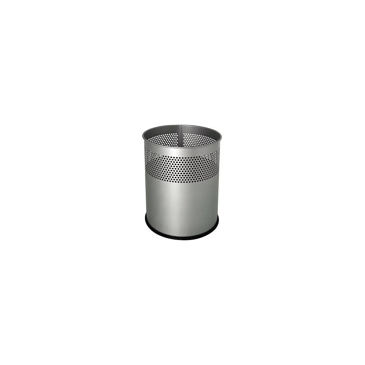 HELIT Papierkorb the dot H2515787, 15 l rund, Metall aluminiumgrau, Ø 25,7 x H 32,1 cm, matt mit Lochdekor
