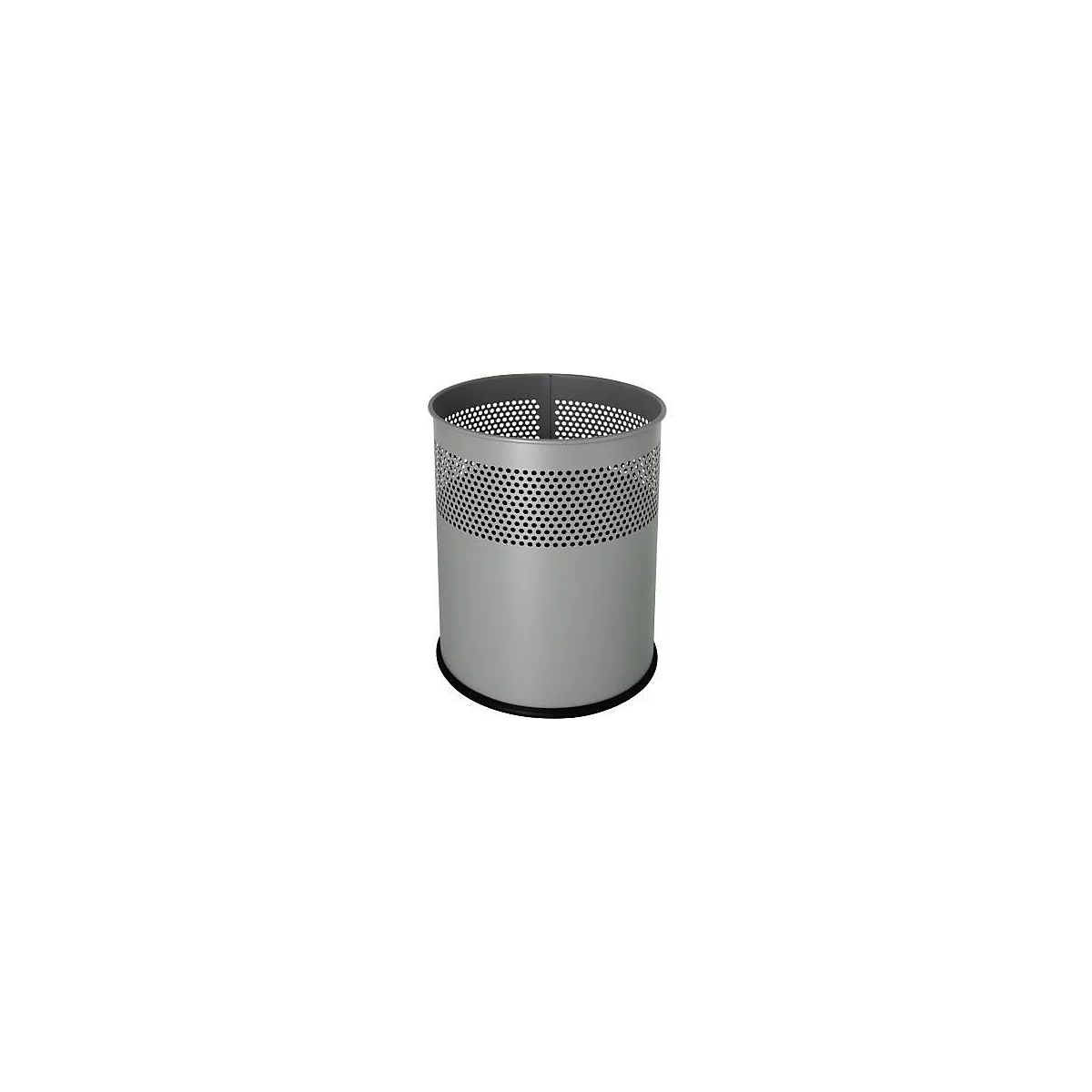 HELIT Papierkorb the dot H2515799, rund, Metall, silber, 15 l, Ø 25,7 x H 32,1 cm, mattes Lochdekor