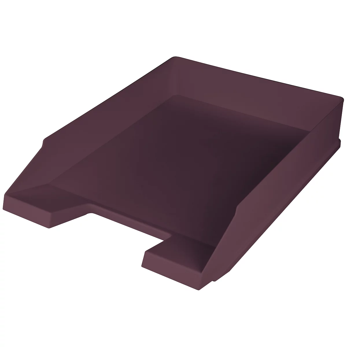A maroon-colored paper tray, photographed in perspective against a white background.