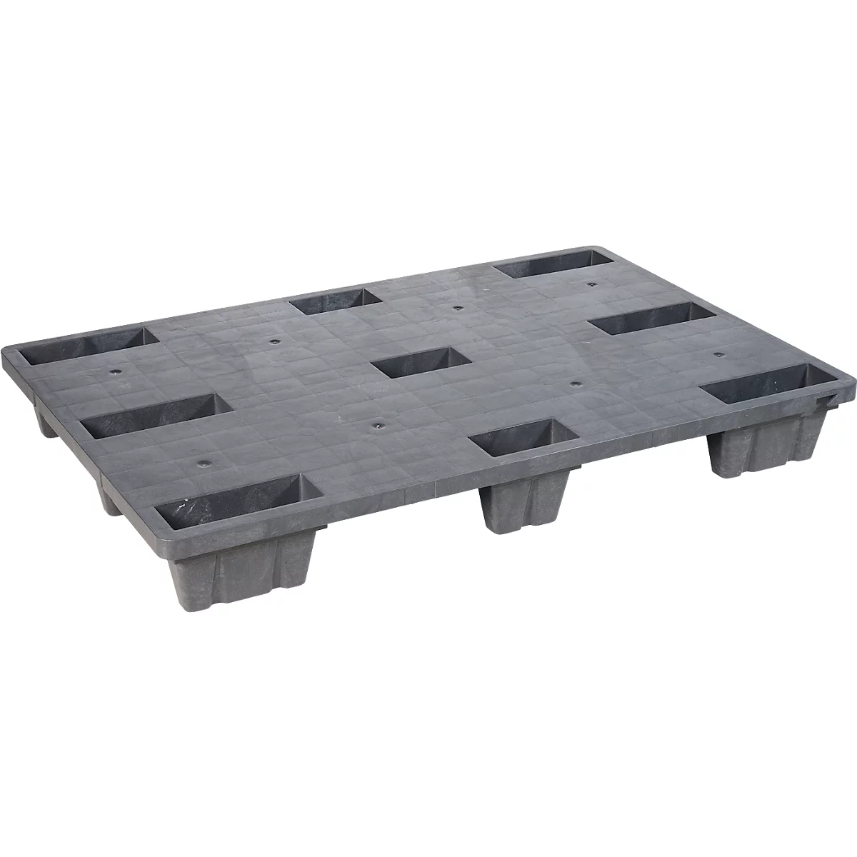Herbruikbare kunststof stapelpallet KIGAnesto®, 8 kg, gesloten dek, tot 3500 kg, stapelbaar, 100% gerecycled materiaal, zonder rand, antraciet