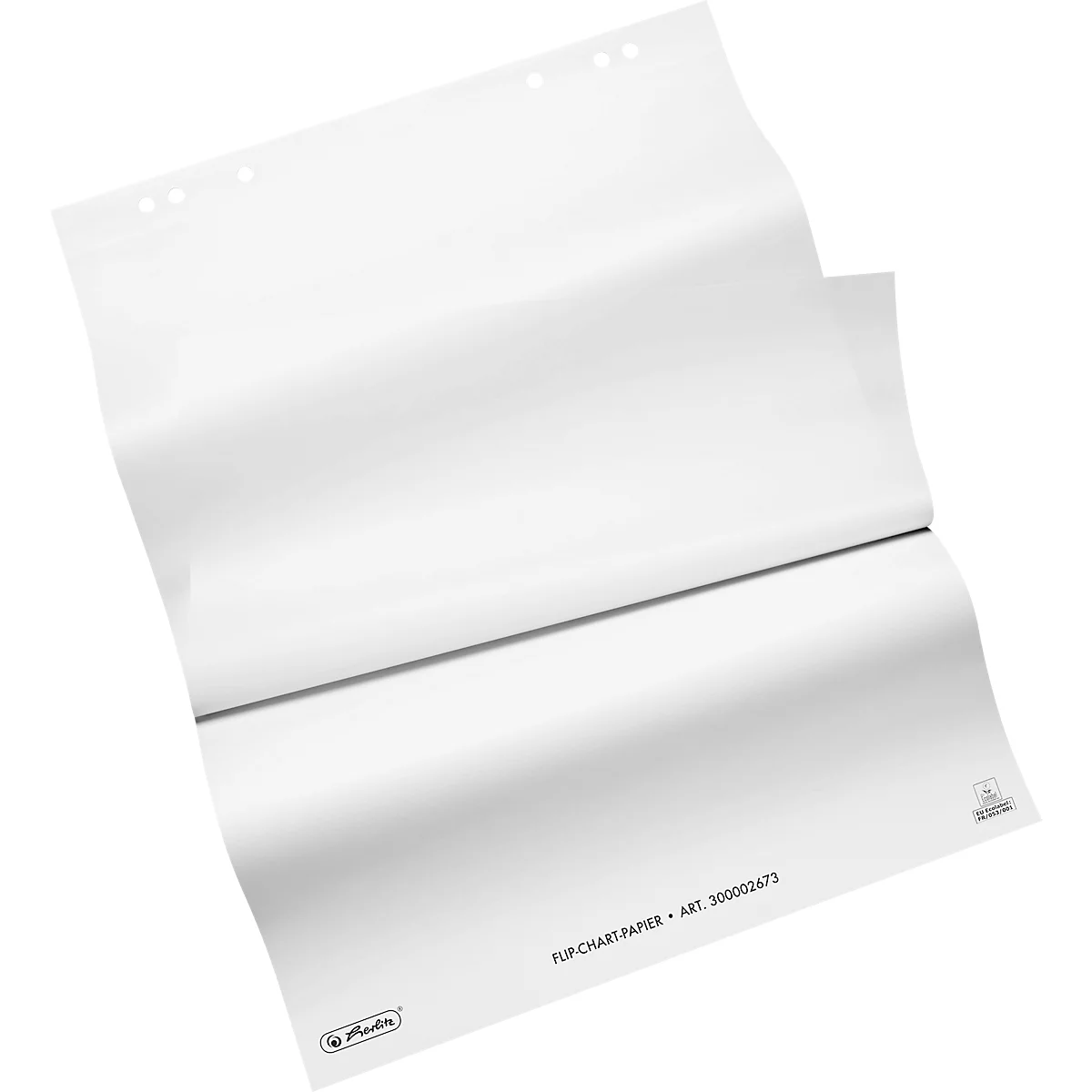 Herlitz flip-overblok, blanco, 6-voudig geperforeerd, B 650 x H 980 mm, papier, wit, 5 stuks van elk 20 vellen