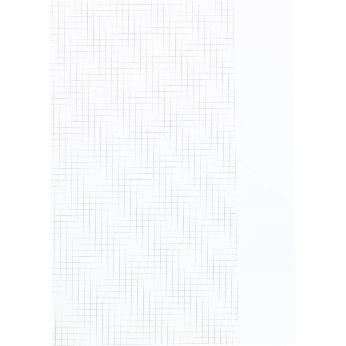 Een wit vel papier met een ruitjespatroon op ongeveer tweederde van het oppervlak.
