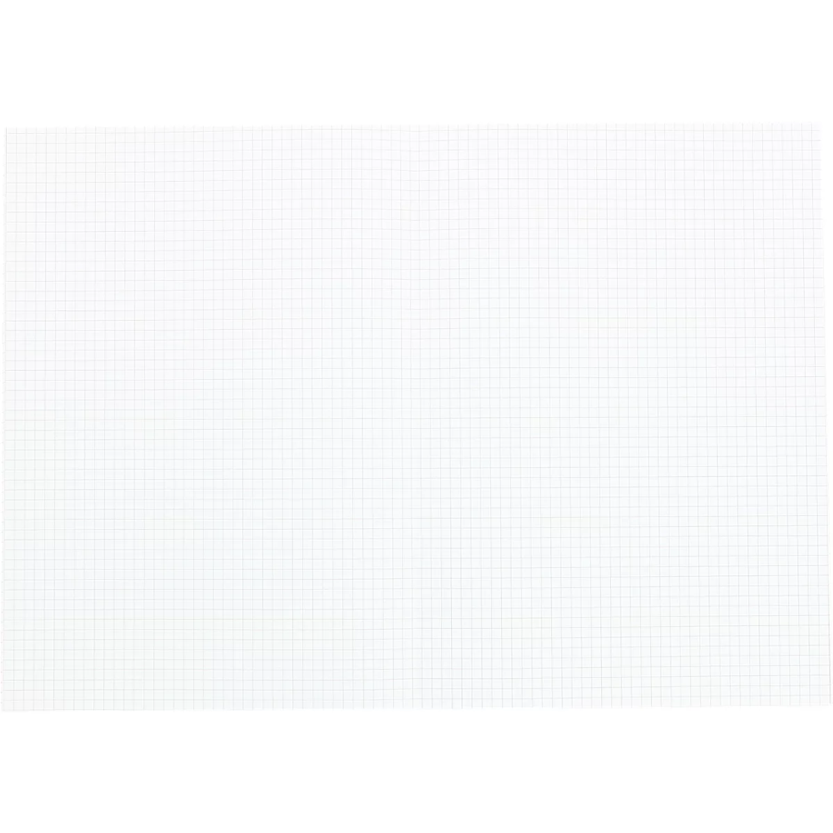 Een wit vel papier met een lichtgrijs ruitpatroon.