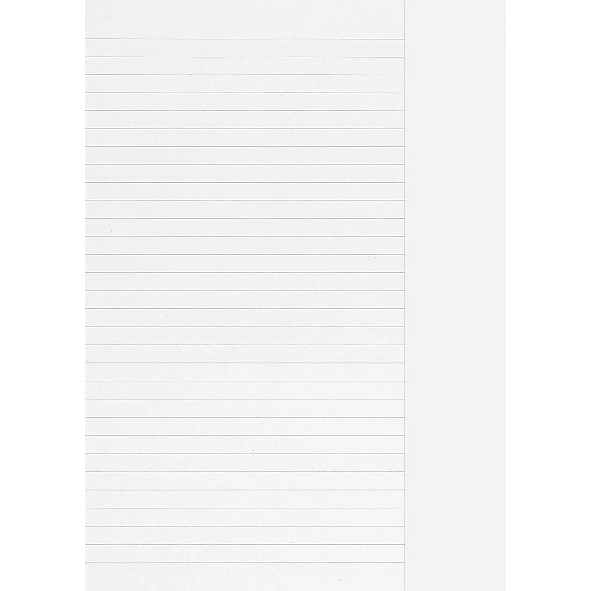 Une feuille de papier blanc avec des lignes bleues et une large marge non lignée sur le côté droit.