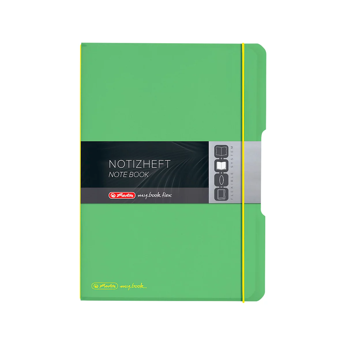 Herlitz notitieboekje my.book, Formaat DIN A4, kunststof, 2 x 40 vellen geruit/gelinieerd, groen