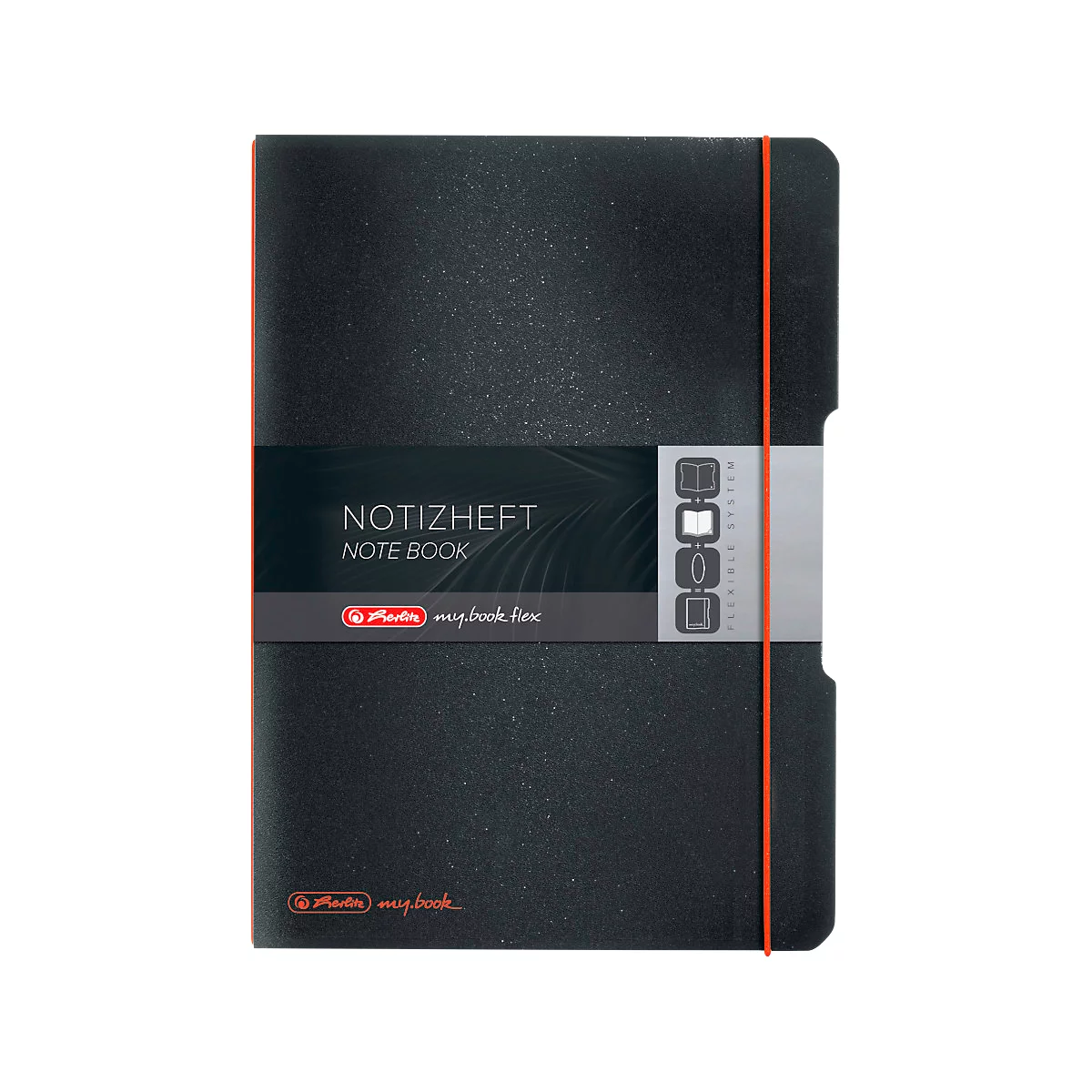 Herlitz Notizbuch my.book, Format DIN A4, Kunststoff, 2 x 40 Blätter kariert/liniert, schwarz