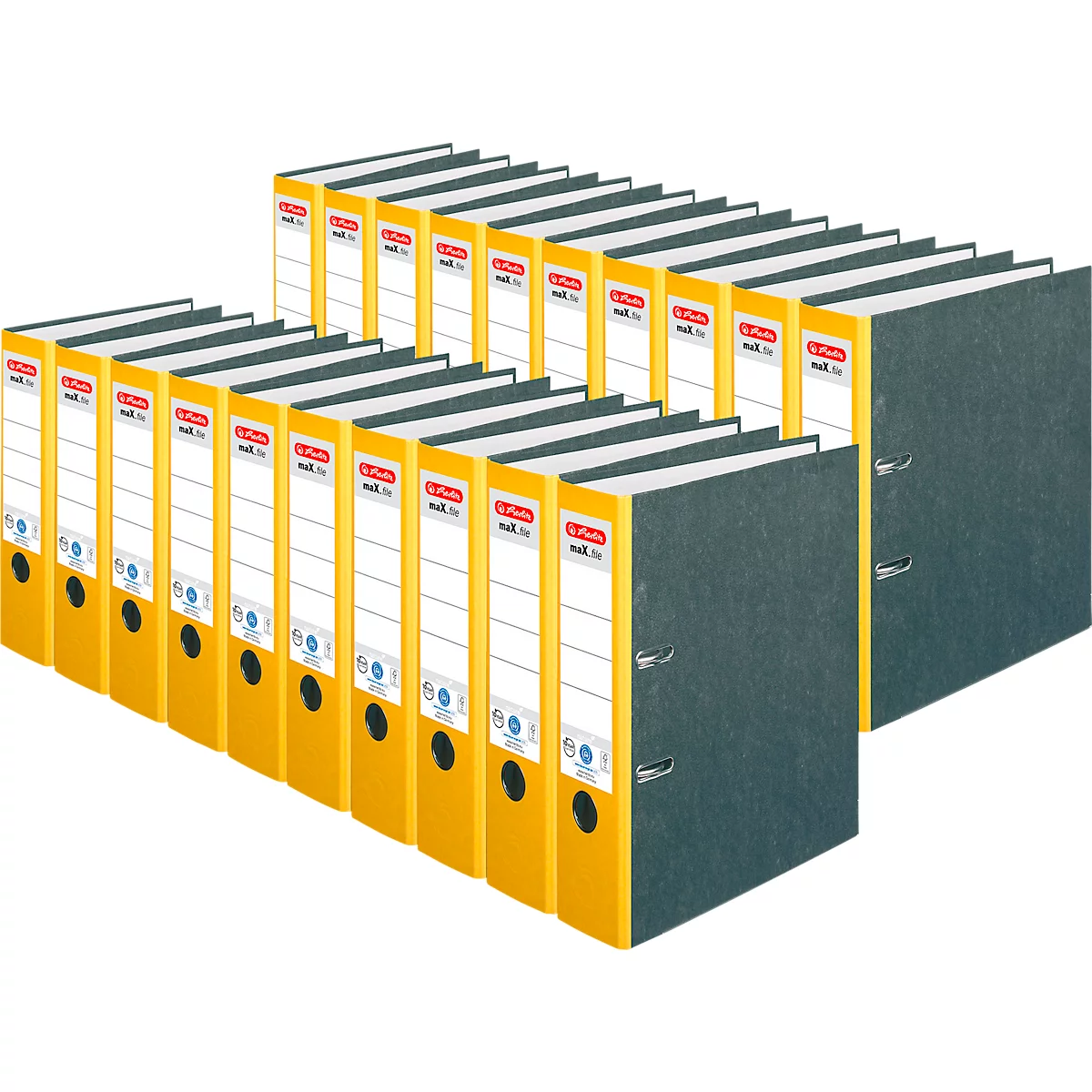 herlitz ordner maX.file nature, A4, rugbreedte 80 mm, 20 stuks, geel