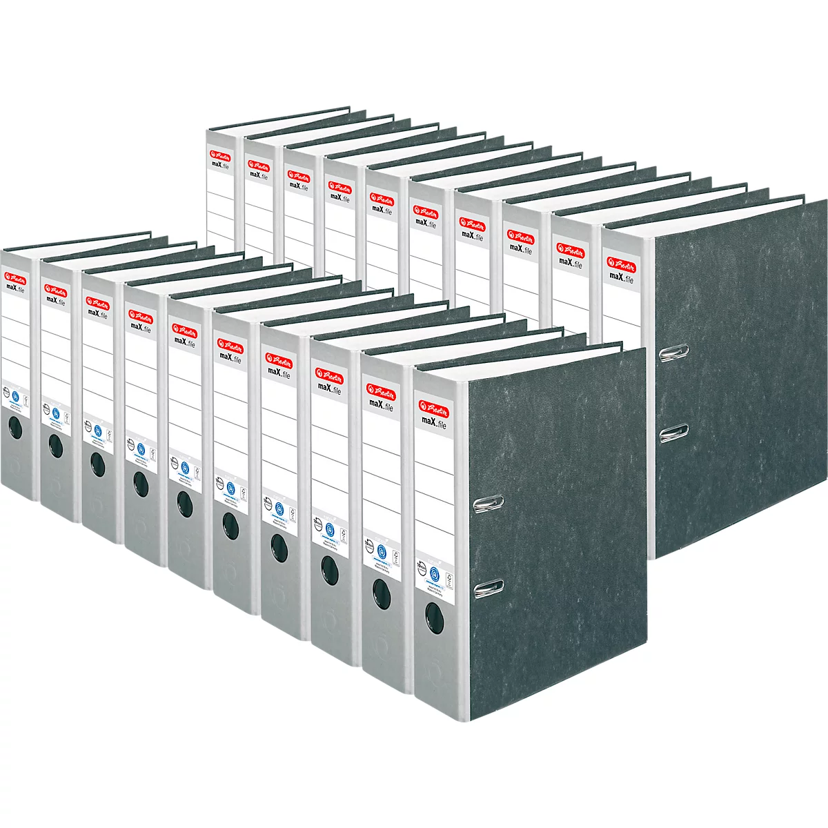 herlitz ordner maX.file nature, A4, rugbreedte 80 mm, 20 stuks, grijs