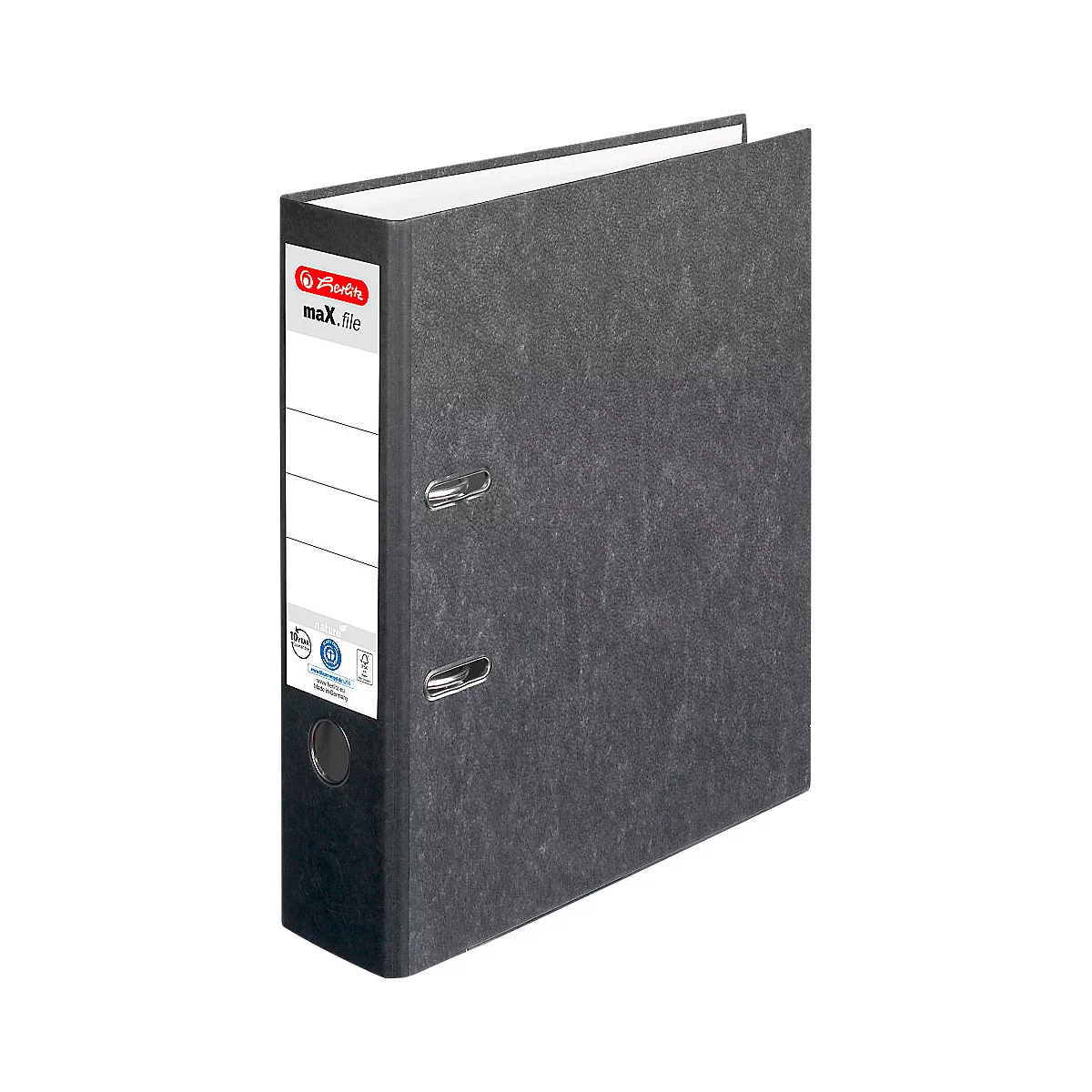 herlitz Ordner maX.file nature, DIN A4, Rückenbreite 80 mm, schwarz