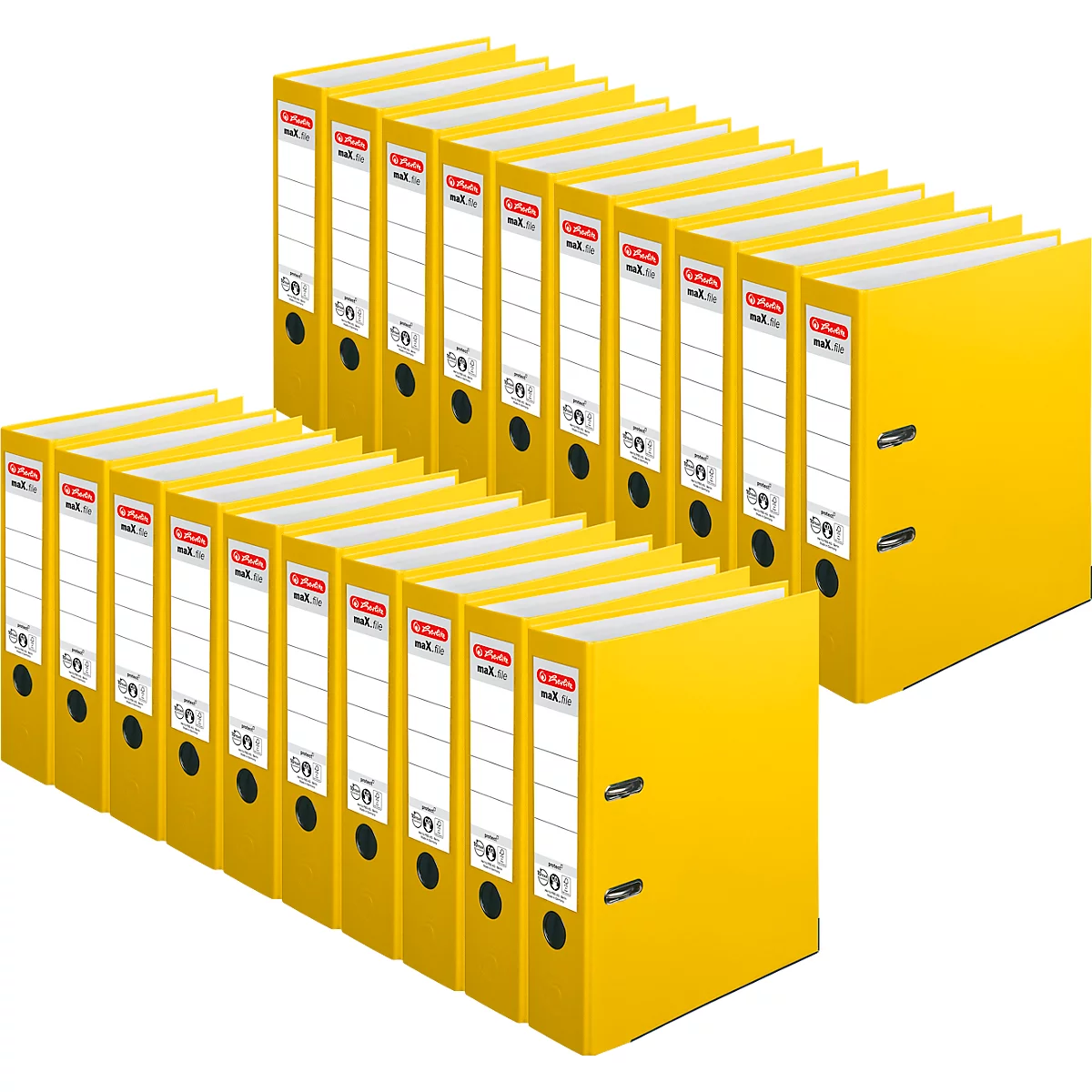 herlitz ordner maX.file protect, A4, rugbreedte 80 mm, 20 stuks, geel