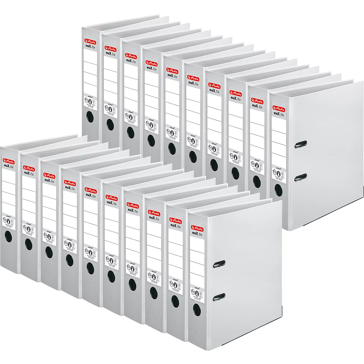 herlitz ordner maX.file protect, A4, rugbreedte 80 mm, 20 stuks, wit