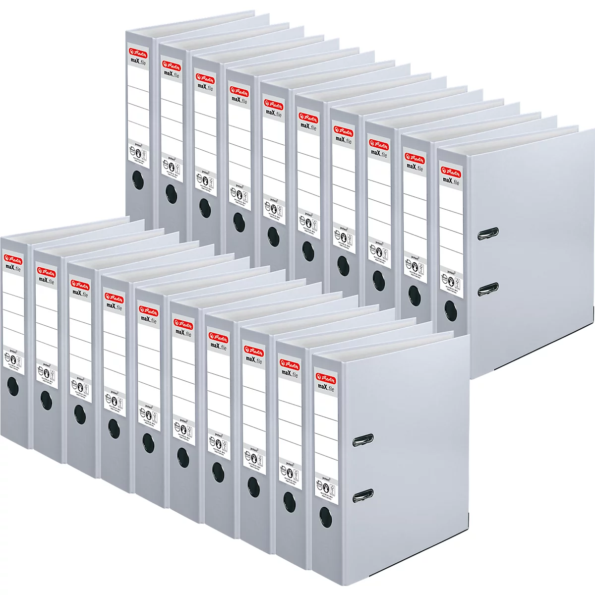 herlitz Ordner maX.file protect, DIN A4, Rückenbreite 80 mm, 20 Stück, grau