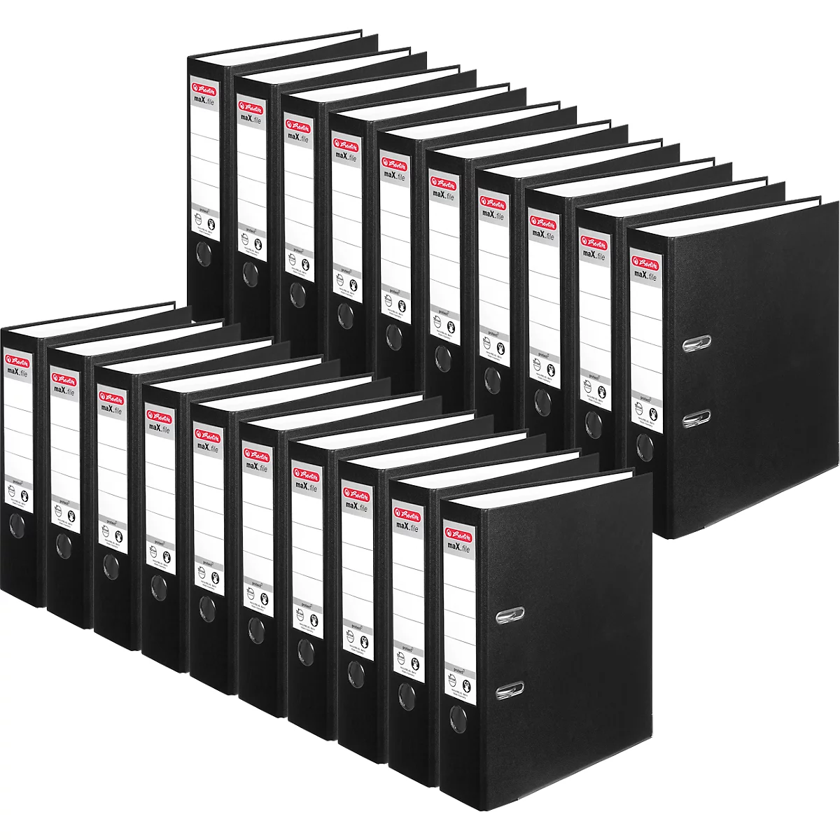 herlitz Ordner maX.file protect, DIN A4, Rückenbreite 80 mm, 20 Stück, schwarz