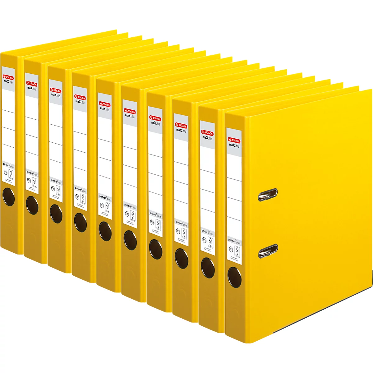 herlitz ordner maX.file protect plus, A4, rugbreedte 50 mm, 10 stuks, geel