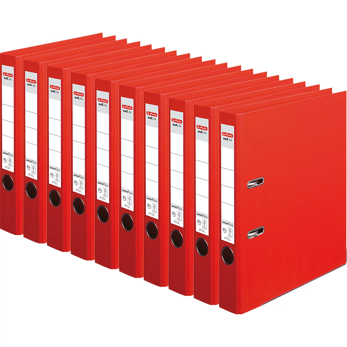 herlitz ordner maX.file protect plus, A4, rugbreedte 50 mm, 10 stuks, rood