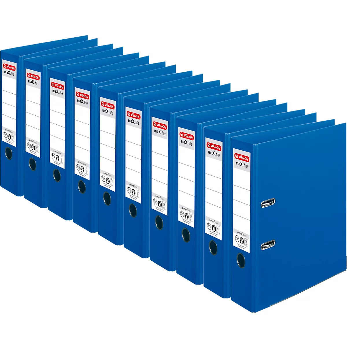 herlitz ordner maX.file protect plus, A4, rugbreedte 80 mm, 10 stuks, blauw