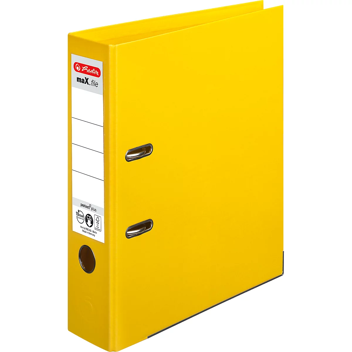 herlitz ordner maX.file protect plus, A4, rugbreedte 80 mm, 10 stuks, geel