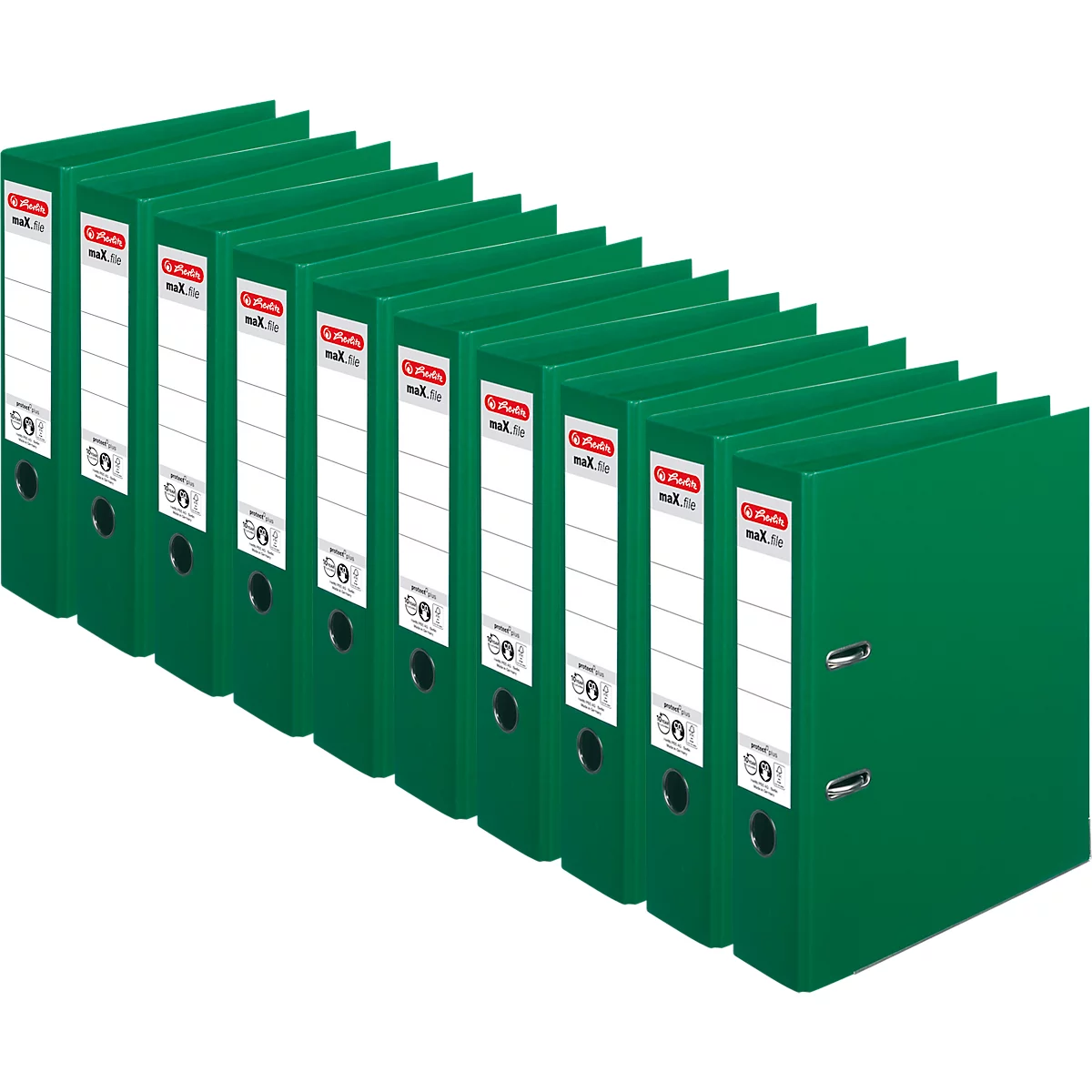 herlitz ordner maX.file protect plus, A4, rugbreedte 80 mm, 10 stuks, groen