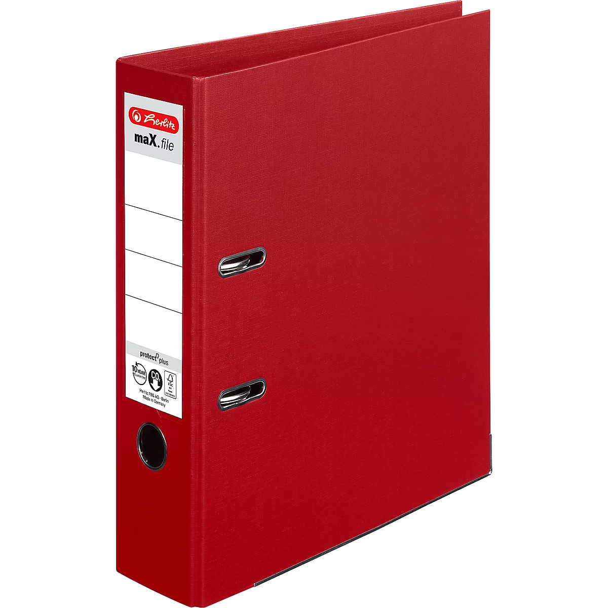 herlitz ordner maX.file protect plus, A4, rugbreedte 80 mm, 10 stuks, rood