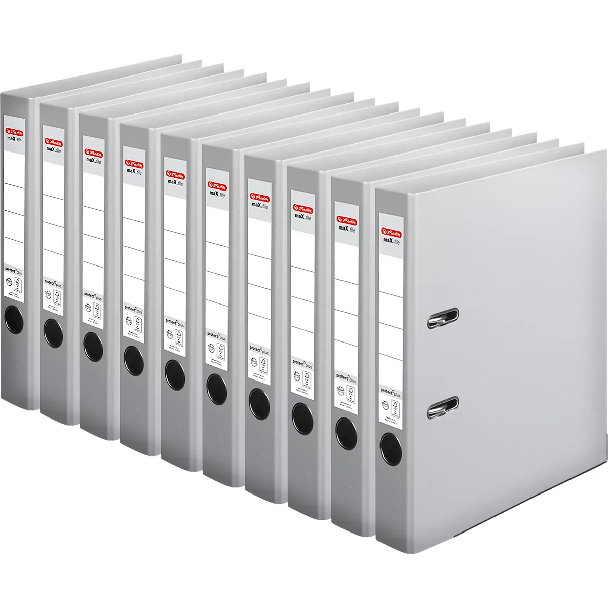 herlitz Ordner maX.file protect plus, DIN A4, Rückenbreite 50 mm, 10 Stück, grau